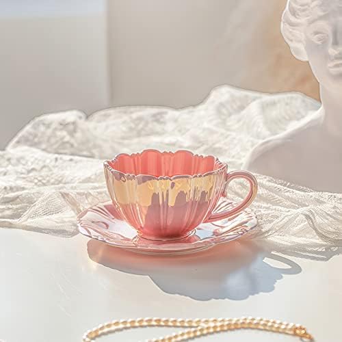 Amokk porcelanski šalice za kavu u obliku cvijeta u obliku čajeva i tanjur za kućište za kućno uređenje