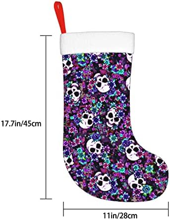 Austenstern božićne čarape Ljubičasta cvijeća lubanje Halloween dvostrano kamin viseći čarape