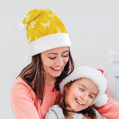 Božić Santa šešir, Žuti leptir Božić Holiday šešir za odrasle, Unisex Comfort Božić kape za Novu godinu