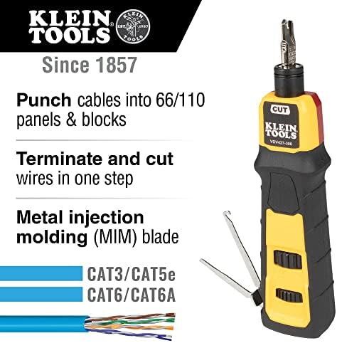 Klein Tools Vdv427-300 Impact Punchdown alat sa 66/110 oštricom, pouzdani Cat kablovski priključci, Podesiva sila, uključuje Pick i Spudger