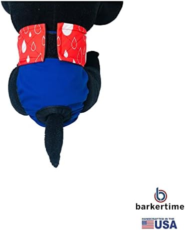 Barkertime red water Drops on Blue Premium Waterproof Cat pelena, M, sa pantalonama sa rupom za rep za pišanje, prskanje, Inkontinentne mačke-proizvedeno u SAD