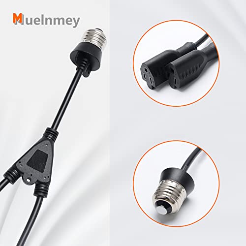 Muelnmey Adapter za konverziju svetlosne utičnice sa produžnim kablom 2kom 2 u 1 30cm dugačak 3 krak E26 / E27 za unutrašnju i spoljašnju baštensku terasu i garažu za hodnik