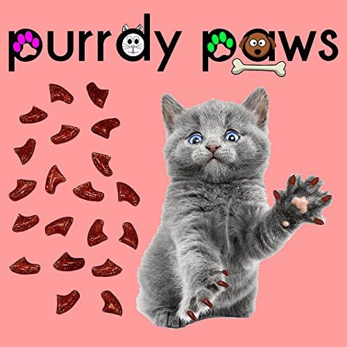 Purrdy Paws 40 pakovanja mekanih kapica za nokte za mačje kandže Ruby RED Glitter Large