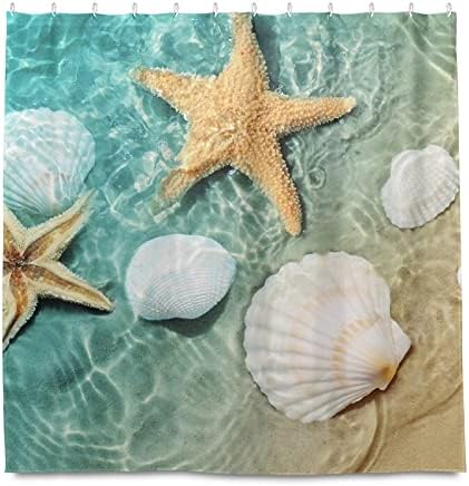 Zoeo Beach Tuš za tuširanje Sea Shell Ljeto Ocean Zavjese za kupanje sa kukama Vodootporna tkanina za kupatilo Standard Najbolji dekorativni kućni kvalitet hotela 72x72 inča