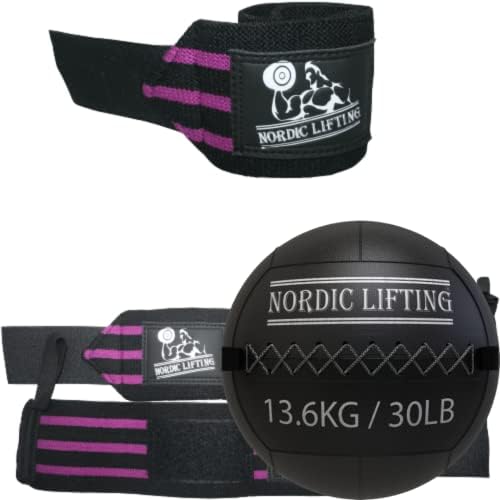 Nordic Lifting Wrist Wraps 1p-Purple Bundle sa zidnom loptom 30 lb