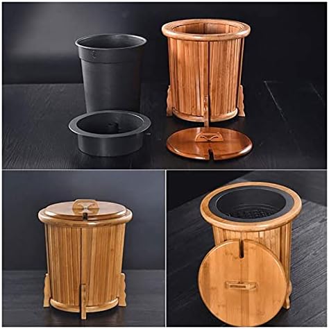 SDFA bambusova smeće Kašika za čaj, retro drveta Otpad otpada, ukrasni kanti za otpad s uklonjivim kašikama, smeće može sa poklopcem, čajnim ostacima od 26,5x26,5x29cm