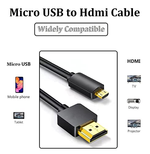 Dorwrnln Micro USB na HDMI 1080p datumski kabl 1.5 M/ 5ft, Micro USB 5p na Hdmi Adapter za kablove Povežite Video Slike sa mobilnog telefona ili tableta na Monitor visoke definicije ili TV, Crni