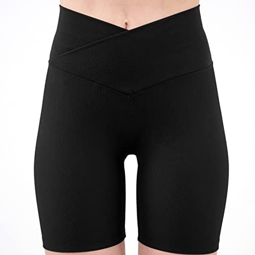 Peachbuuga Crossover biciklističke kratke hlače Žene 5 Hlače za vježbanje visokih struka sa džepovima rebrastih
