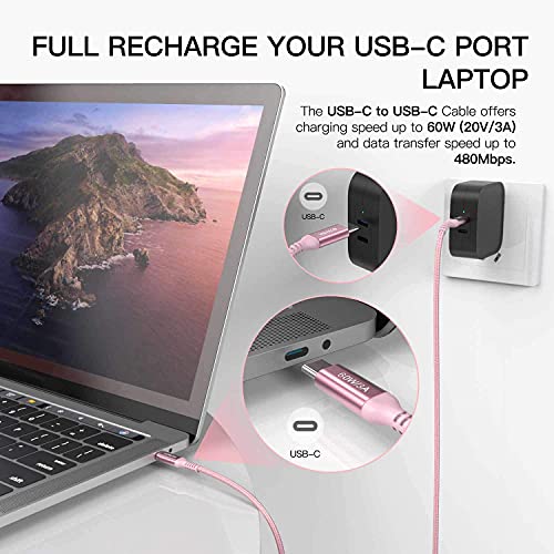 Awnuwuy Long USB-C do USB-C kabl 15ft Pink, 60W brzo punjenje, USB Tip C kabl za punjenje kompatibilan sa iPad Pro 12.9 11 4. 3. generacije, MacBook Pro, Samsung Galaxy Note 20 S20, Sony PS5
