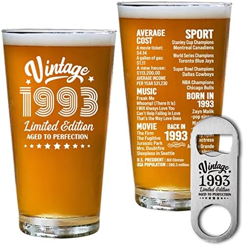 30. rođendanski pokloni za žene muškarce, 30 godina poklon za rođendansku dekoraciju, Vintage-potrepštine za zabavu za 30. godišnjicu, 16 Oz čaša za pivo