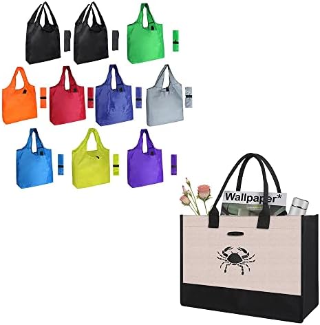 10 pakovanja šarenih torbi za namirnice za višekratnu upotrebu & amp; 1 pakovanje platnene torbe