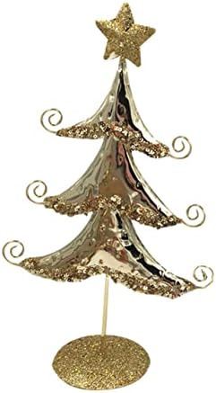 Tofficu 1pc Mini božićno drvce para mesa de božićna drveća figurica umjetno božićno drvo kovano željezo Zlatni model mali