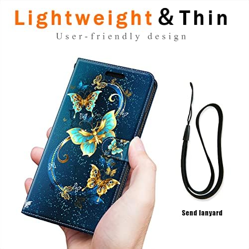 Kachen za Samsung Galaxy S23 Plus slučaj, Magic Butterfly torbica za Novčanik PU kožna preklopna navlaka sa remenom za ruke, hibridna futrola za kreditne kartice
