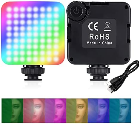 UBESIZE RGB LED video svjetlo za kameru, RGB 72 LED svjetlo za kameru 360 ° Ponovno prenosivo svjetlo Vlog fotografija, 2500-9000K, CRI 95 +, 2000mAh punjiva svjetiljka Podrška magnetska atrakcija