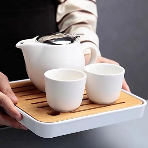 Auxmewaare - mali keramički čajnik sa infuzikom od nehrđajućeg čelika za labav čaj i cvjetanje čaja, otporan na toplinu keramički čaj za čaj i čajnik čajnik, savršen čajnik, bijeli čajnik 350ml / 12.0OZ