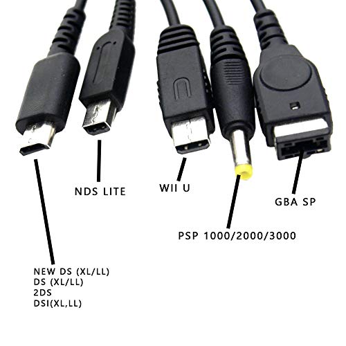 5 u 1 USB kabl za punjenje za novi DS, 3DS, 2DS, DSI, NDS Lite, Wii u, PSP, GBA Sp