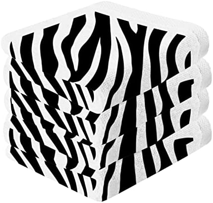 Kigai pamučne krpe od pamuka set od 6 paketa - Zebra Ispis Extra upijajuća kuhinjska krpa za suđe - 12 x 12 inča za višekratnu mekani ručnici za lice za lice