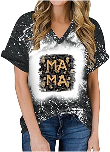 MRGIINRI 2023 Mama Vintage Izbijeljeni vrhovi za žene smiješni Leopard grafički majice košulje Casual