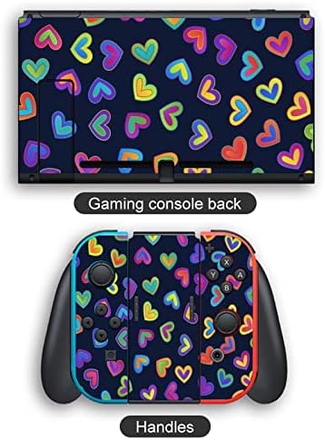 Svijetli gradijent šarene naljepnice sa naljepnicama srca pokrivaju zaštitnu prednju ploču za Nintendo Switch