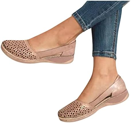 Gufesf Slatke sandale za žene, žene sandale Ljeto Zatvoreno prstiju mule izdubljeno klizanje na cipelama Vintage Wedge Sandale