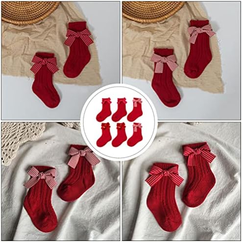 KESYOOO dječje čarape božićne djece crvene tople čarape pramce čarape za rođendane za bebe - M Chrismas