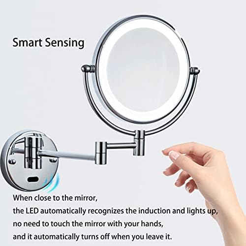 Smart senzor LED ogledalo sa svjetlima i uvećanjem, hrom dvostrano zidni montirani zrcalo, Hardwired,