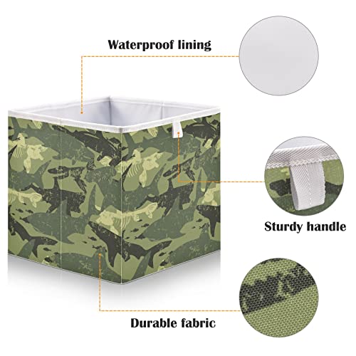 Camouflage Shark Cube Storage Bin sklopive kante za odlaganje vodootporna korpa za igračke za organizatore
