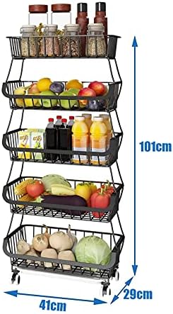 Korpa za voće za kuhinju, žičana korpa sa točkovima, kolica za skladištenje voća i povrća,