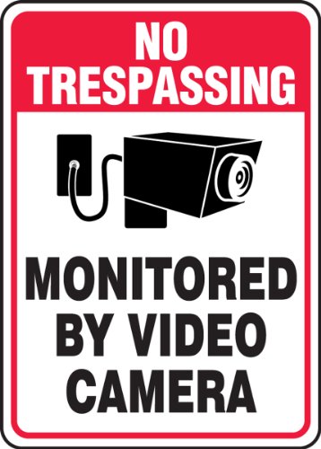 Accufform Mase900VP plastični sigurnosni znak, Nema prelaska nadgledanih video kamerom s grafikom, 10