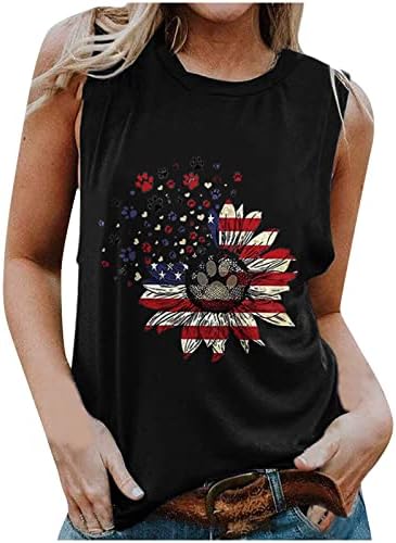 Ženski tenk TOP 4. jula Patriotski vrhovi tenkova za teen Girl Stars Stripes bez rukava majica Američka zastava