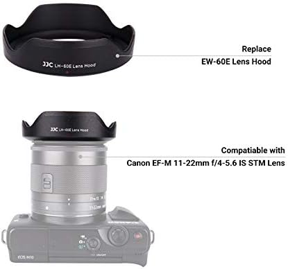 Hood za objektiv za Canon EF-M 11-22MM F4-5.6 je STM objektiv, reverzibilna nijansa objektiva na EOS M6 M200 M100 M50, zamijenite kapuljaču za objektiv Canon EW-60E