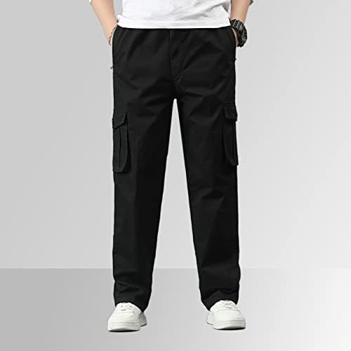 Miashui Boy Mens modni čvrsti labavi pamučni plus veličine džep čipkasti hlače Ukupna kućna memorija