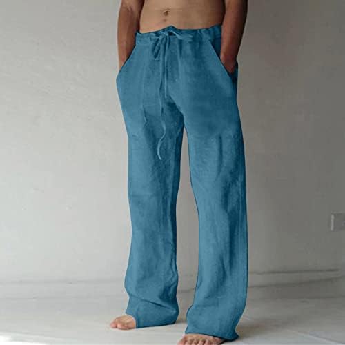 Slučajne posteljine za muškarce 3D ispisane labave mogle za odmor hlače za vježbanje sa džepovima velike