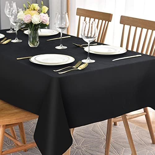 Jinsey 3 pakovanje crna plastična stolnjak 54 x 108 stolna krpa za jednokratnu upotrebu crne pravokutnike stolnjake za teške uvjete za stol za teške uvjete za rođendan u zatvorenom ili vanjskom zabavu vjenčanica Halloween
