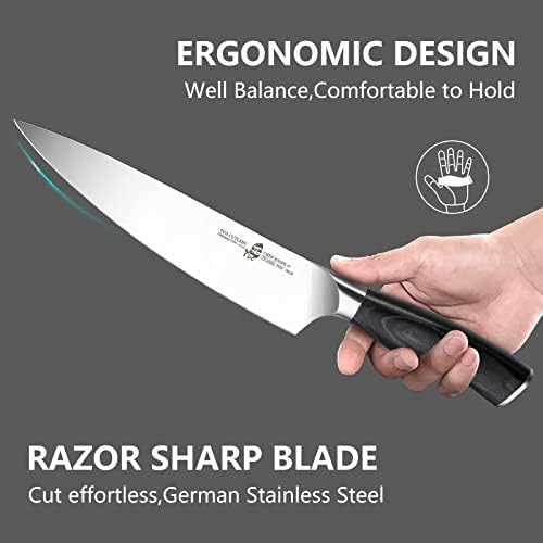 TUO Crni Phoenix kuharski nož Set noža za čišćenje Visokougljičnog njemačkog nehrđajućeg čelika Ultra Sharp, ergonomska ručka Pakkawood, Poklon kutija paket