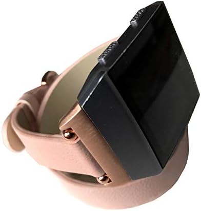 NICKSTON Pink dupli omotač kožna traka kompatibilna sa Fitbit Ionic Smartwatch dvaput oko zgloba meka elegantna