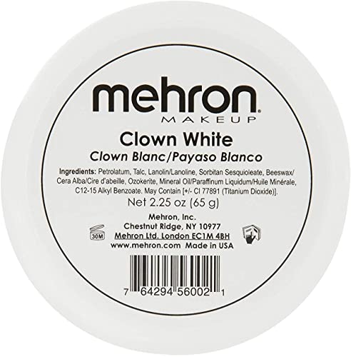 Mehron Makeup Clown White Professional face paint Cream Makeup / White Face Paint Makeup za pozornicu | Film, Cosplay, & amp; Mime | Halloween Clown Makeup 2.25 oz