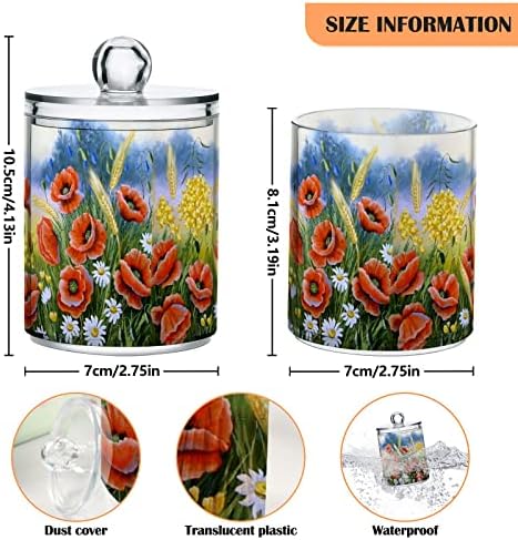 INNEWGOGO Poppy cvijeće 2 pamuk pamuk swab držač lopte Organizator plastični kupatilo jarse sa poklopcima