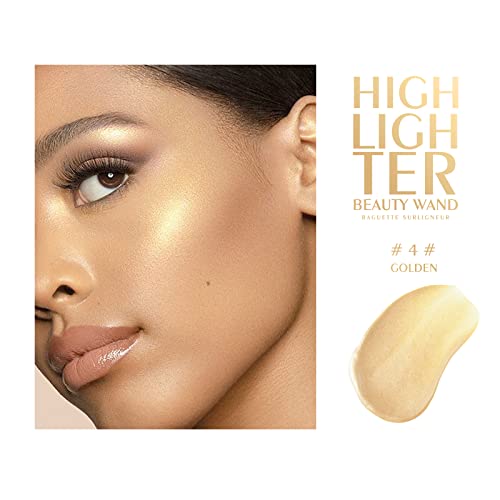 KYDA Highlighter beauty štapić, iluminator za lice sa aplikatorom za jastuke, prirodni sjajni finiš, svilenkasto glatka krema, šminka za Highlighter Bronzer za lice, lagana Blendable, Ownest Beauty-Golden