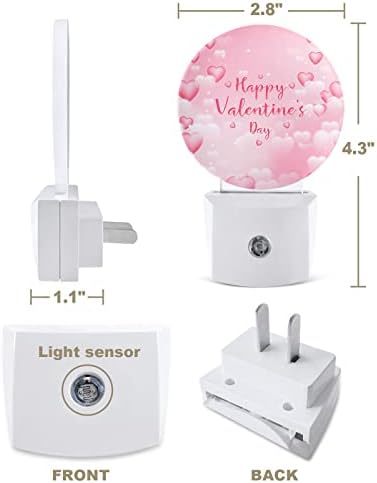 Valentinovo noćno svjetlo za djecu, odrasle, dječake, djevojčice, malu djecu, dječji vrtić, kupatilo spavaća soba hodnik toalet prijenosni utikač u zidno noćno svjetlo Automatski senzor Pink Saint Romantic Star Love Heart