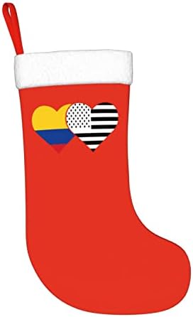 CutedWarf Kolumbijska zastava i američka zastava Božićne čarape Xmas Dekoracija Klasik 18 inča kamin Viseće