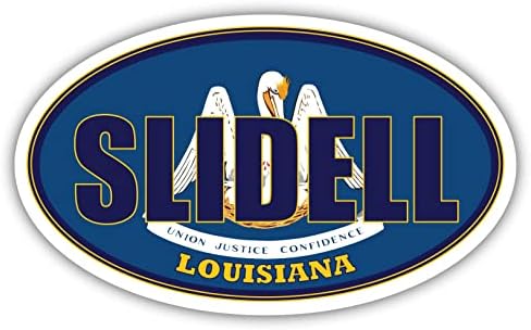 Slidell City Louisiana State Flag | La Flag St. Tammany County Oval State Colors Naljepnica odbojnika Car naljepnica 3x5 inča