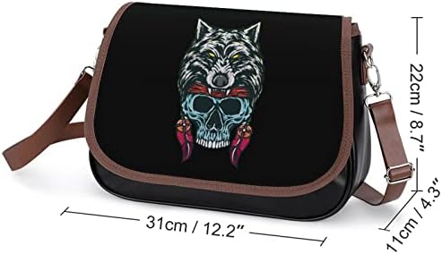 Wolf and Sound lobanja koža srednje ramena modne casual crossbody torbe sa remenom