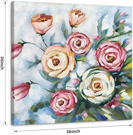 Velika apstraktna cvjetna platnena zidna umjetnost za dnevni boravak: ručno oslikana cvjetna platna slike