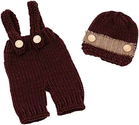 Novorođena dječja fotografija Shoot Props Girl Boy Crochet Knit kašike Kostim Stripe HAT hlače