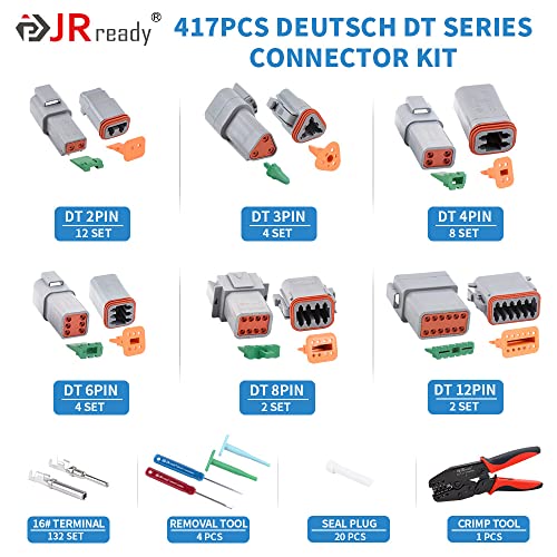 JRReady ST6310 DT Komplet u 2,3,4.8,12 pina, 12 seta 2-pinski priključak, 132Sets veličine 16 žigosanih oblikovanih