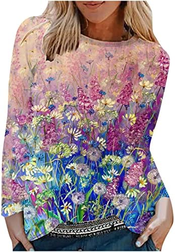 Ženski estetski leptir dukseri sa labavim FIT Crewneck Ležerne prilike dugih rukava Neon Print Dugi