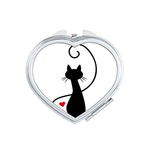 Mewing Heart Cat Sihouette Životinjska ogledala Travel Povećavanje Prijenosne ručne džepne šminke