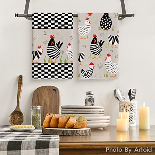 Artoid Mode geometrijska mreža pečenje kuvanje pilića Kuhinjski ručnici ručnici za suđe, 18x26 inčni Sezonski listovi dekoracija ručnici za ruke Set od 4