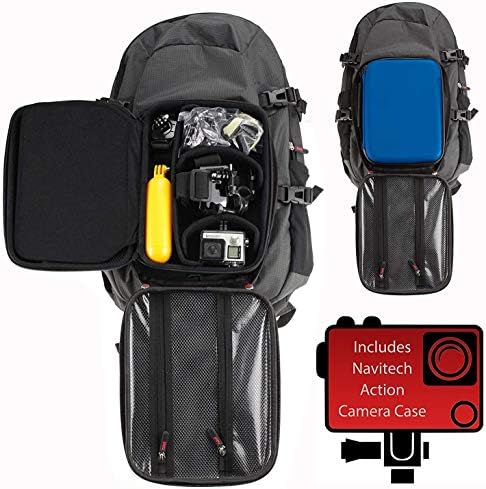 Navitech akcijski ruksak i plavi slučaj za pohranu s integriranim remenom prsa - kompatibilan s turecam 4K akcijskom kamerom